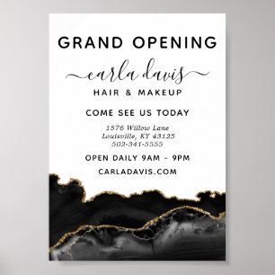 Agate Schwarz und Gold Marmor Salon Eröffnungsfeie Poster