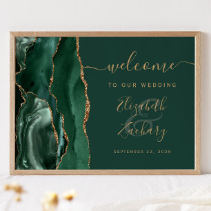 Agate Smaragdgrün Gold Hochzeit Willkommen Poster