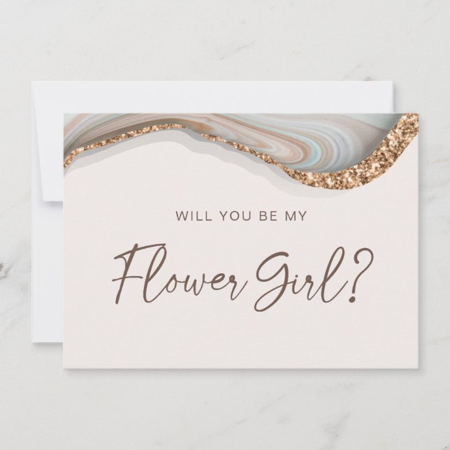 Agate Stone Marble Flower Girl Card Dankeskarte (Vorderseite)