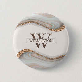 Agate Stone Marble Monogram Name Abzeichen Button