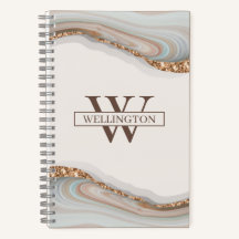 Agate Stone Marble Monogram Name Notebook