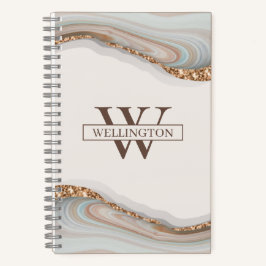 Agate Stone Marble Monogram Name Notebook Notizbuch