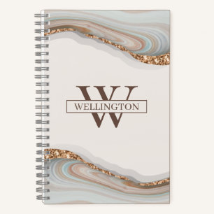 Agate Stone Marble Monogram Name Notebook Notizbuch