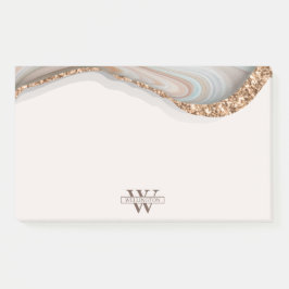 Agate Stone Marble Monogram Name Postit Notes Post-it Klebezettel