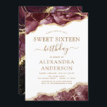 Agate Sweet 16 Birthday Burgundy Gold Einladung<br><div class="desc">Agate Geode Burgundy und Gold Foil Birthday Party Einladungen - beinhaltet ein modernes und elegantes Drehbuch für die besondere 16 . Geburtstag (16. Geburtstagsfeier).</div>