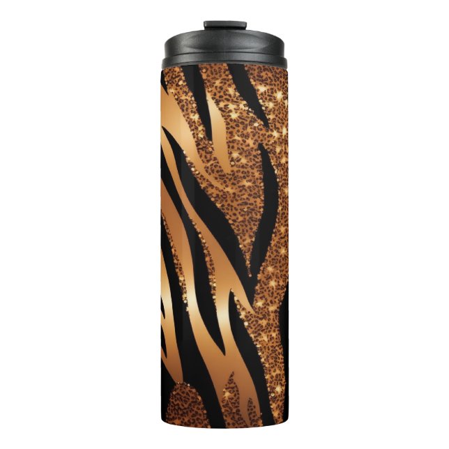 Agate Tiger Glitzer Thermal Tumbler 12oz Thermosbecher (Vorderseite)