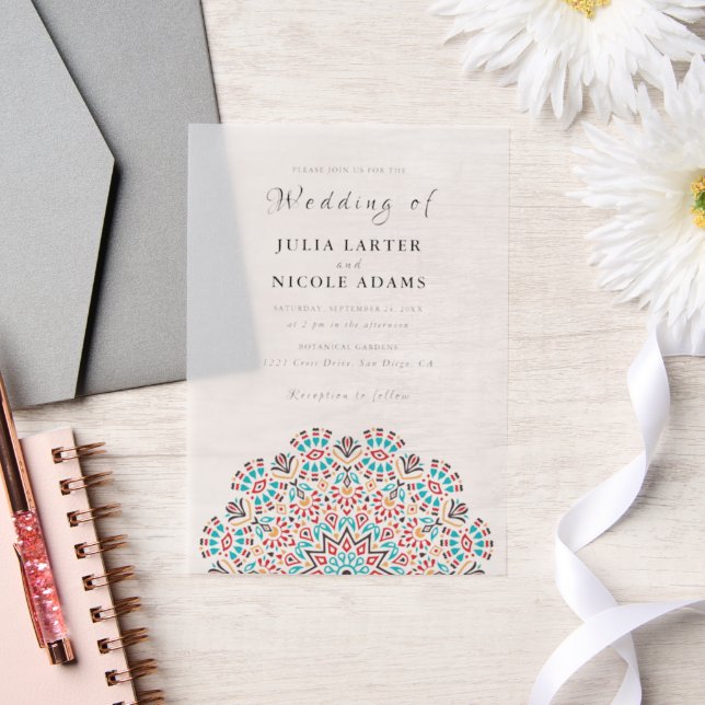 Agate Turquoise Aquamarin & Wine Floral Mandala Ho (Hochzeit)