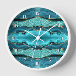 Agate Turquoise Blue Gold Aqua Turquoise Horloge m
