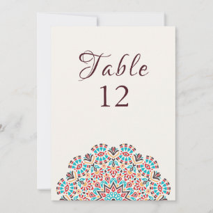 Agate Turquoise Mandala Mariage Numéro de Table