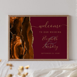 Agate verbranntes Orange Gold Burgund Hochzeit Wil Poster