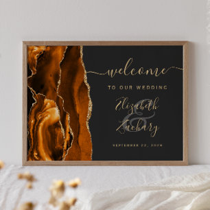 Agate verbranntes Orange Gold dunkle Hochzeitsbegr Poster