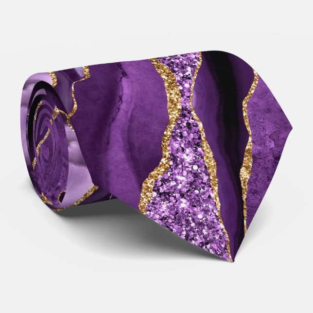 Agate violet violet or Parties scintillant Cravate (Roulé)