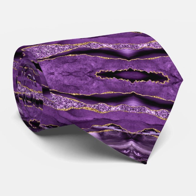 Agate Violet violet or Parties scintillant Cravate (Roulé)
