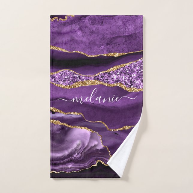 Agate Violet violet or Parties scintillant Géode N (Serviette à main)