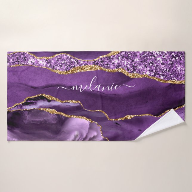 Agate Violet violet or Parties scintillant Nom du  (Serviette de bain)