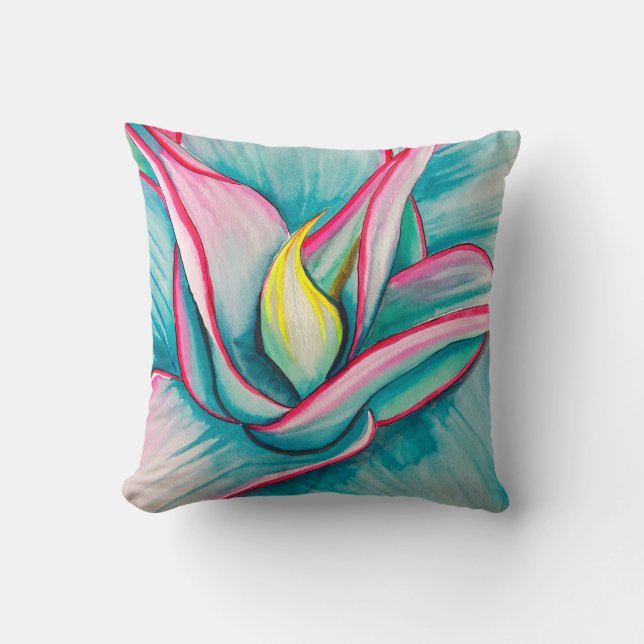 Agave Aquarellkunst Kissen (Vorderseite)