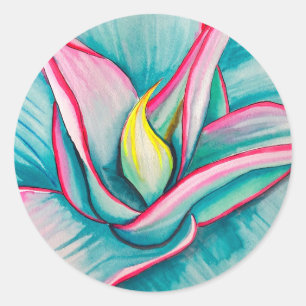 Agave Aquarellkunst Runder Aufkleber