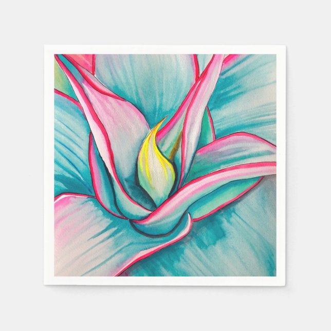 Agave Aquarellkunst Serviette (Vorderseite)
