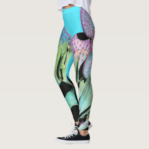 Agave, lila Kaktus, Türkis, personalisierter Name Leggings