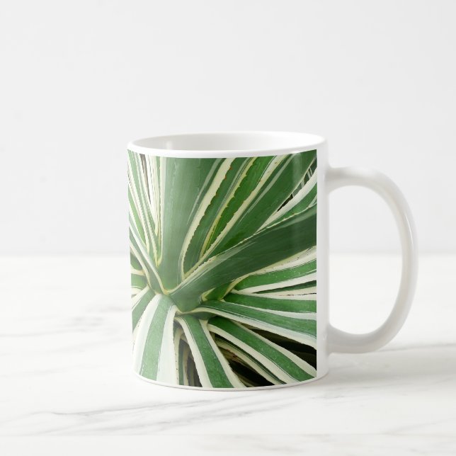 Agave Pflanze grün und weiß gestrichen Kaffeetasse (Rechts)