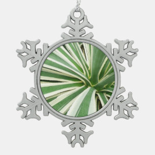 Agave Pflanze grün und weiß gestrichen Schneeflocken Zinn-Ornament