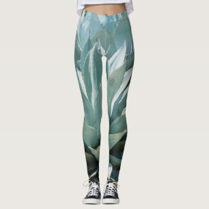 Agave Pflanze Succulent Blue Cacti Botanische Wüst Leggings