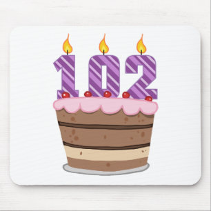 Age 102 on Birthday Cake Mousepad