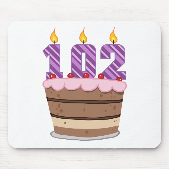 Age 102 on Birthday Cake Mousepad (Vorne)