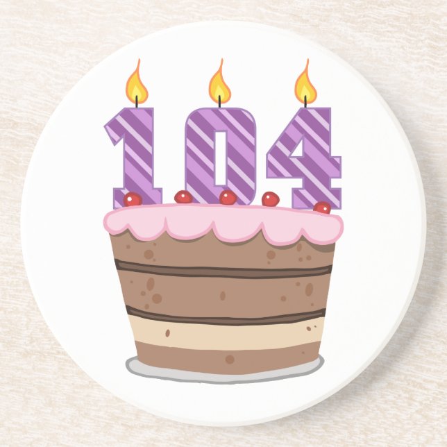 Age 104 on Birthday Cake Untersetzer (Vorne)