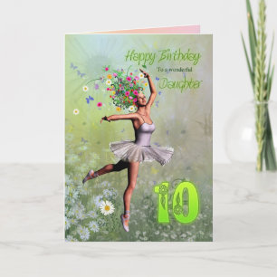 Âge 10, carte d'anniversaire de fille féerique de