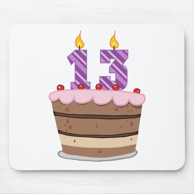 Age 13 on Birthday Cake Mousepad (Vorne)