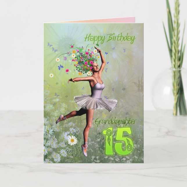 Âge 15, carte d'anniversaire de petite-fille (Devant)