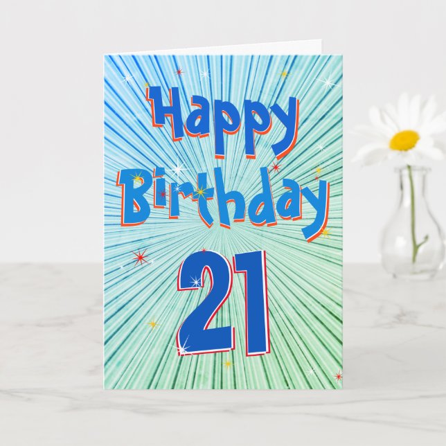 Age 21 Fun 3D Blue Chill 21e Anniversaire Carte (Petite plante)