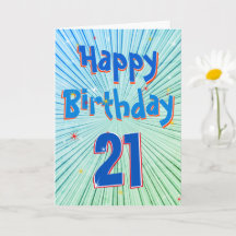 Age 21 Fun 3D Blue Chill 21e Anniversaire Carte