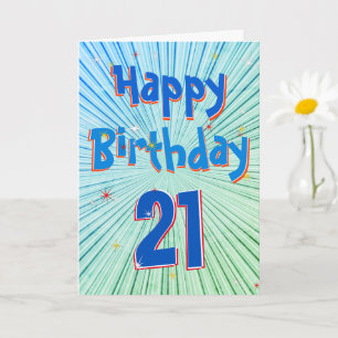 Age 21 Fun 3D Blue Chill 21e Anniversaire Carte