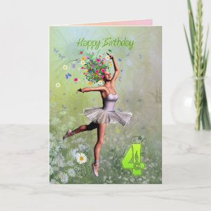 Age 4, flower fairy birthday card karte