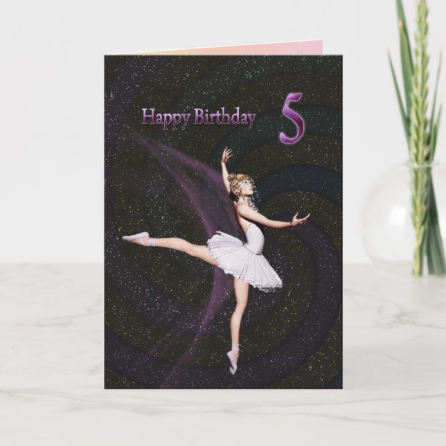 Âge 5, une carte d'anniversaire de ballerine (Devant)