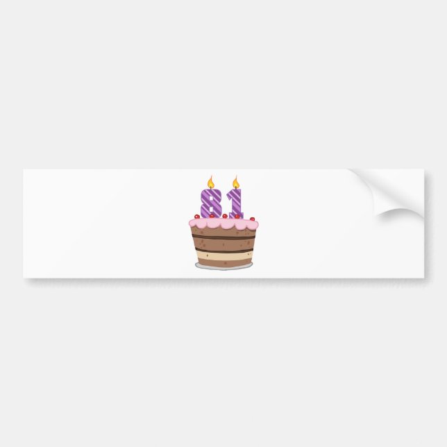 Age 81 on Birthday Cake Autoaufkleber (Vorne)