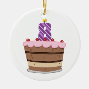 Age 8 on Birthday Cake Keramikornament
