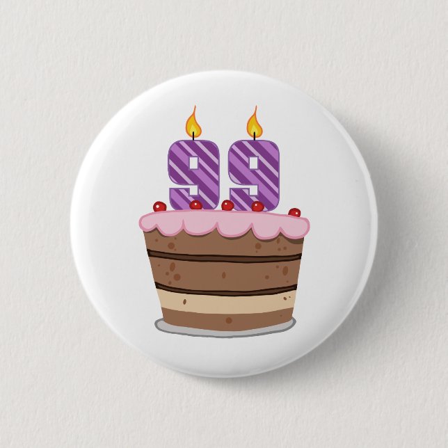 Age 99 on Birthday Cake Button (Vorderseite)
