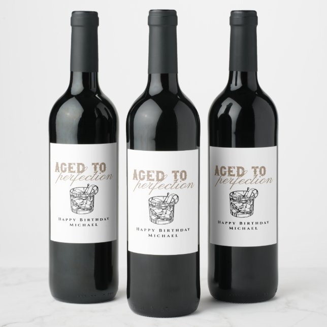Âgé à la perfection Anniversaire Étiquettes de vin (Bouteilles)