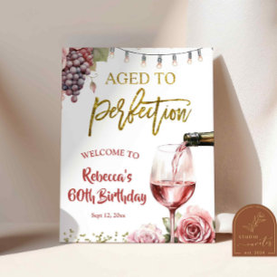 Âgé à la perfection Vin Anniversaire Affiche de bi