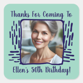 Age Birthday Custom Foto Name Vielen Dank Quadratischer Aufkleber