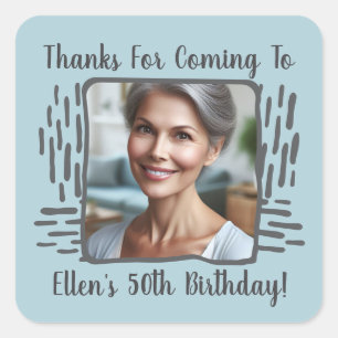 Age Birthday Custom Foto Name Vielen Dank Quadratischer Aufkleber