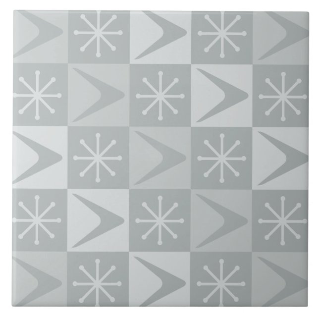 Age Checkered Boomerangs Silver Fliese (Vorderseite)