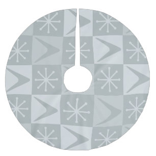 Age Checkered Boomerangs Silver Polyester Weihnachtsbaumdecke