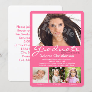Age Progression Photo Pink Modern Graduation Einladung