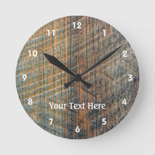 Aged Barn Wood Pattern Runde Wanduhr