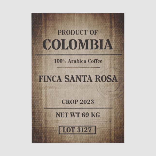 Aged Coffee Sack Typography Design FC9 Decoupage Seidenpapier (Vorderseite)
