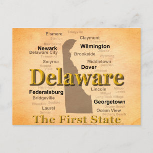 Aged Delaware Staatsstolz Map Postkarte
